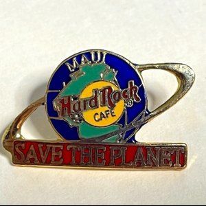 Hard Rock Cafe Save The Planet Pin Maui Globe World Lapel Hat  .75"x1.25"